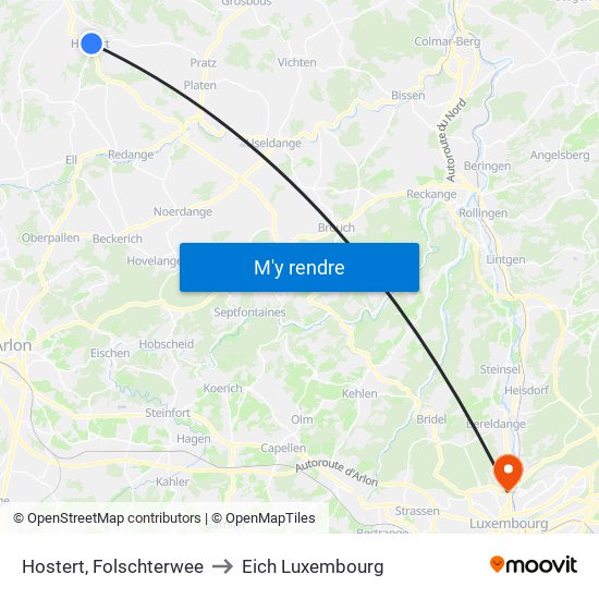 Hostert, Folschterwee to Eich Luxembourg map