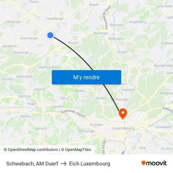 Schwebach, AM Duerf to Eich Luxembourg map