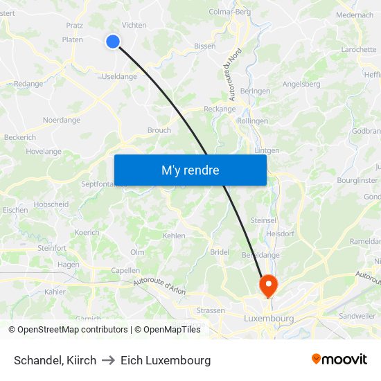 Schandel, Kiirch to Eich Luxembourg map