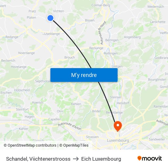 Schandel, Viichtenerstrooss to Eich Luxembourg map