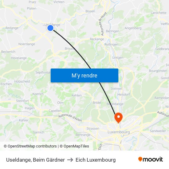Useldange, Beim Gärdner to Eich Luxembourg map