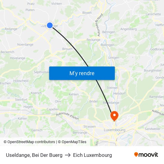 Useldange, Bei Der Buerg to Eich Luxembourg map