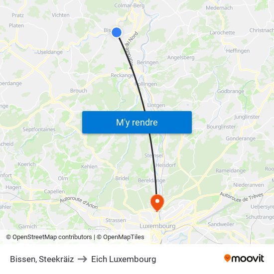 Bissen, Steekräiz to Eich Luxembourg map