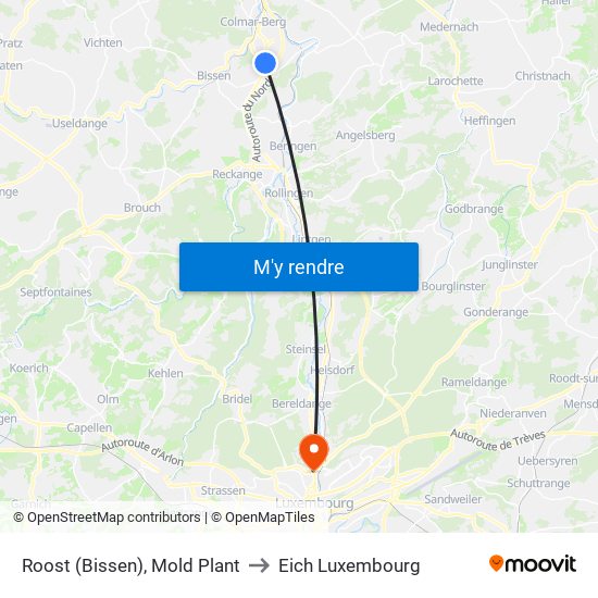 Roost (Bissen), Mold Plant to Eich Luxembourg map