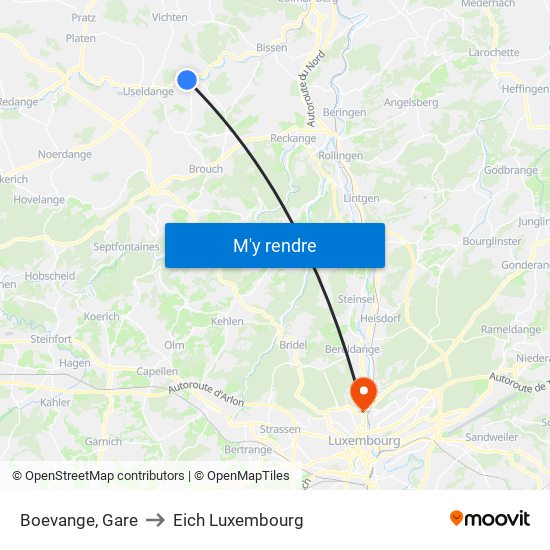 Boevange, Gare to Eich Luxembourg map