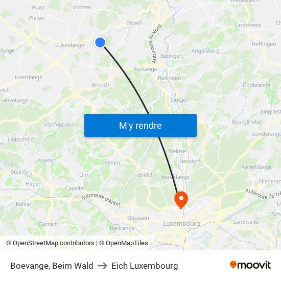 Boevange, Beim Wald to Eich Luxembourg map