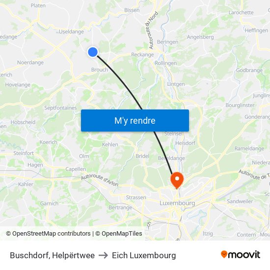 Buschdorf, Helpërtwee to Eich Luxembourg map