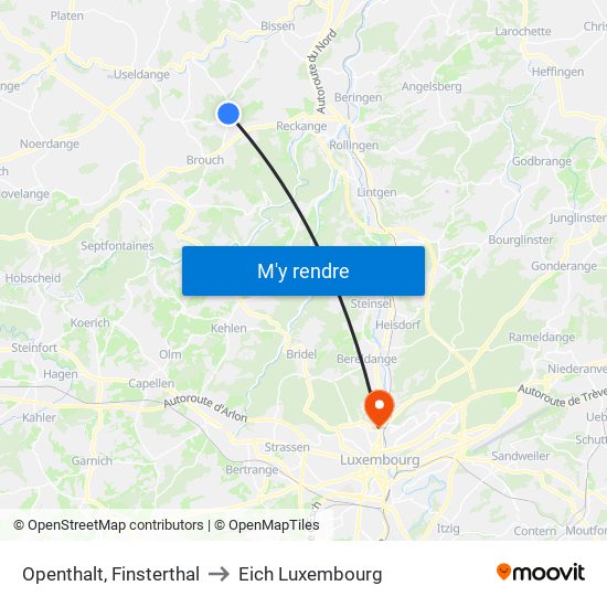 Openthalt, Finsterthal to Eich Luxembourg map