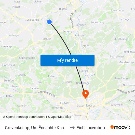 Grevenknapp, Um Ënnschte Knapp to Eich Luxembourg map