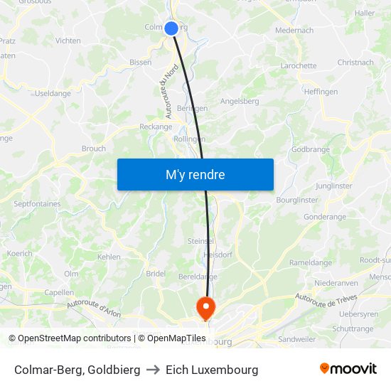 Colmar-Berg, Goldbierg to Eich Luxembourg map