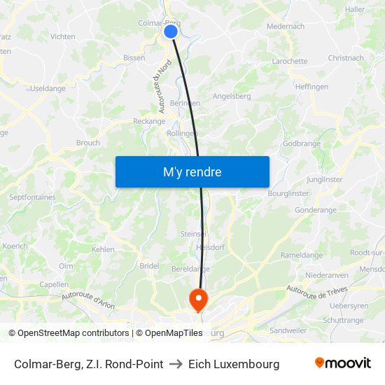 Colmar-Berg, Z.I. Rond-Point to Eich Luxembourg map