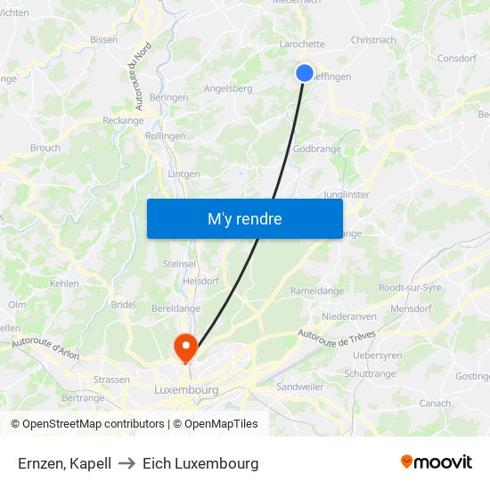 Ernzen, Kapell to Eich Luxembourg map
