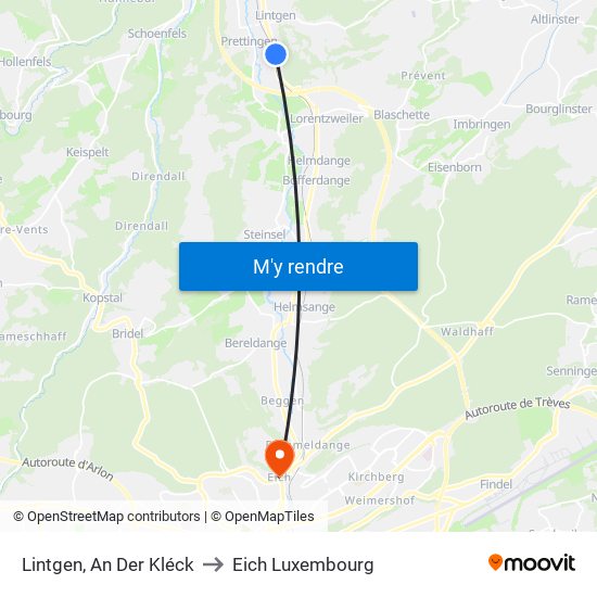 Lintgen, An Der Kléck to Eich Luxembourg map