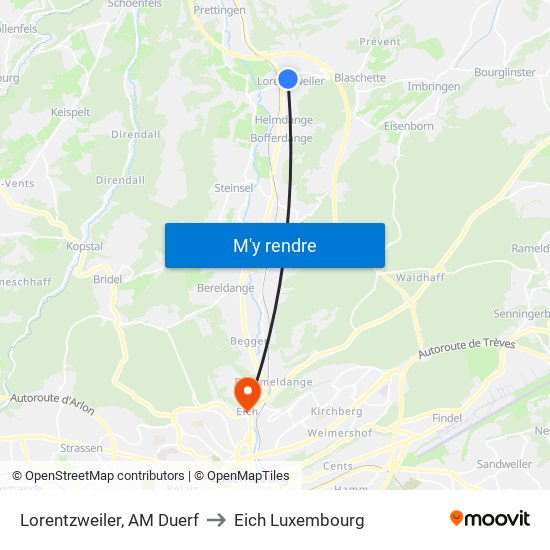 Lorentzweiler, AM Duerf to Eich Luxembourg map