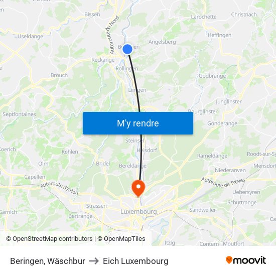 Beringen, Wäschbur to Eich Luxembourg map