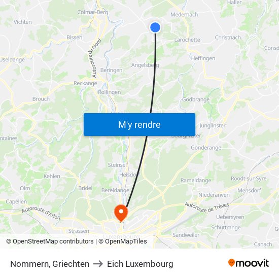 Nommern, Griechten to Eich Luxembourg map