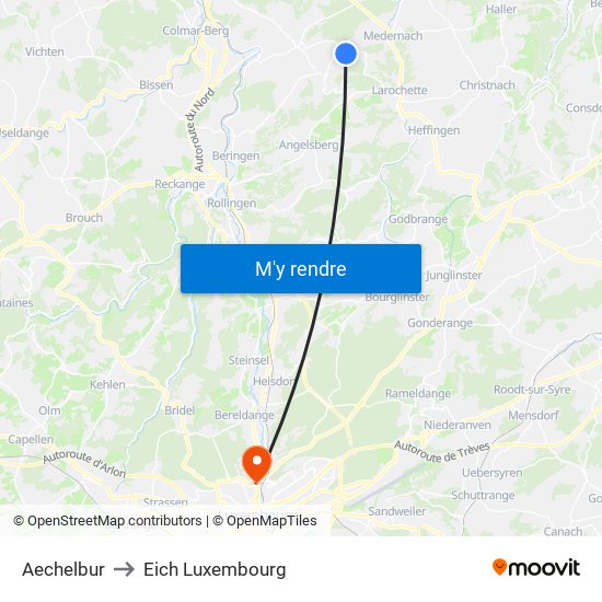 Aechelbur to Eich Luxembourg map