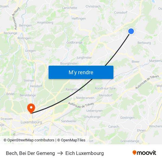 Bech, Bei Der Gemeng to Eich Luxembourg map