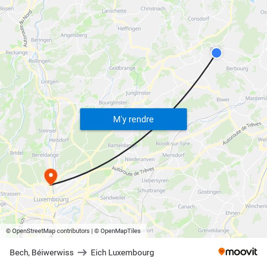 Bech, Béiwerwiss to Eich Luxembourg map