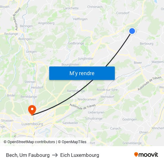 Bech, Um Faubourg to Eich Luxembourg map