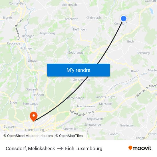 Consdorf, Melicksheck to Eich Luxembourg map