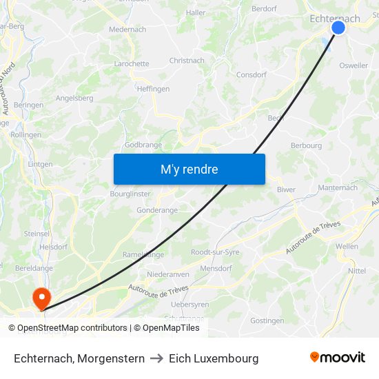 Echternach, Morgenstern to Eich Luxembourg map