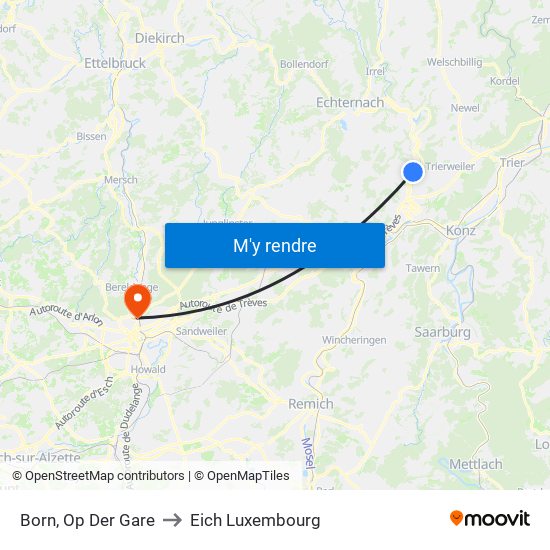 Born, Op Der Gare to Eich Luxembourg map
