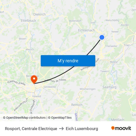 Rosport, Centrale Electrique to Eich Luxembourg map