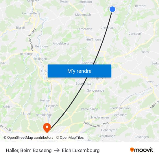 Haller, Beim Basseng to Eich Luxembourg map