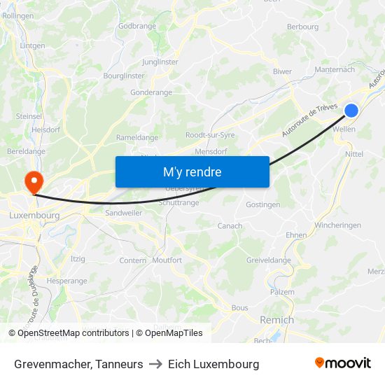 Grevenmacher, Tanneurs to Eich Luxembourg map