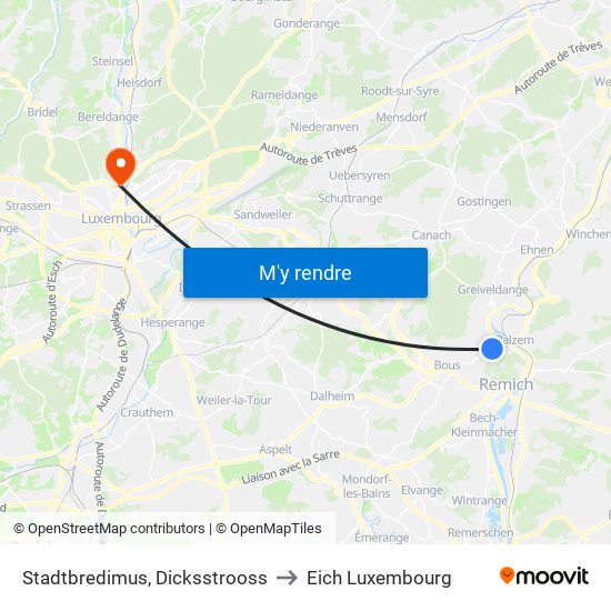 Stadtbredimus, Dicksstrooss to Eich Luxembourg map