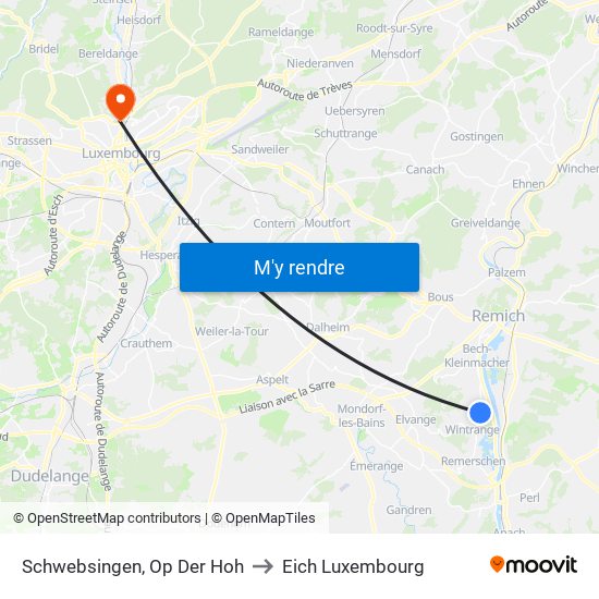 Schwebsingen, Op Der Hoh to Eich Luxembourg map