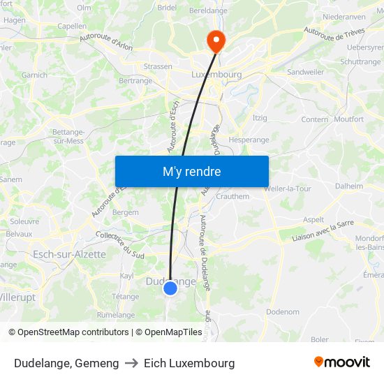 Dudelange, Gemeng to Eich Luxembourg map