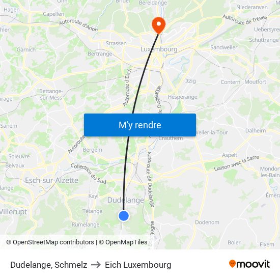 Dudelange, Schmelz to Eich Luxembourg map