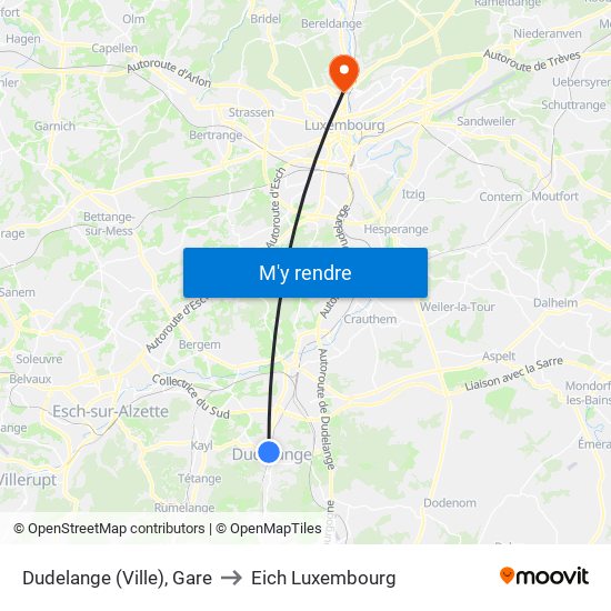 Dudelange (Ville), Gare to Eich Luxembourg map