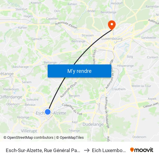 Esch-Sur-Alzette, Rue Général Patton to Eich Luxembourg map