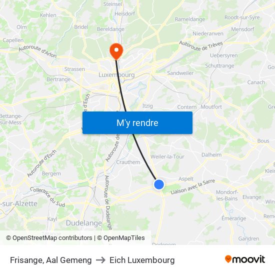 Frisange, Aal Gemeng to Eich Luxembourg map