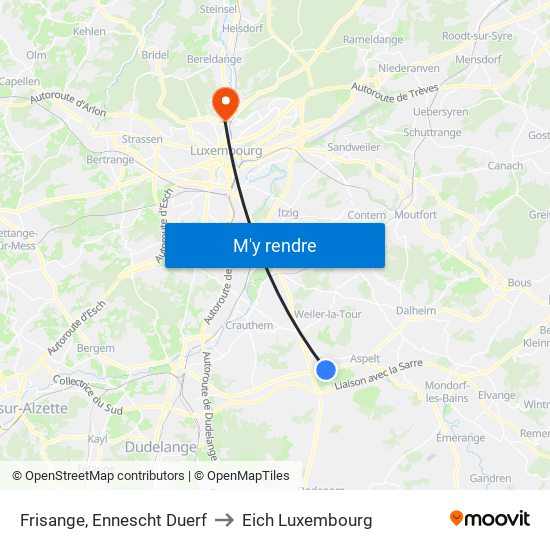 Frisange, Ennescht Duerf to Eich Luxembourg map