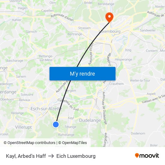 Kayl, Arbed's Haff to Eich Luxembourg map