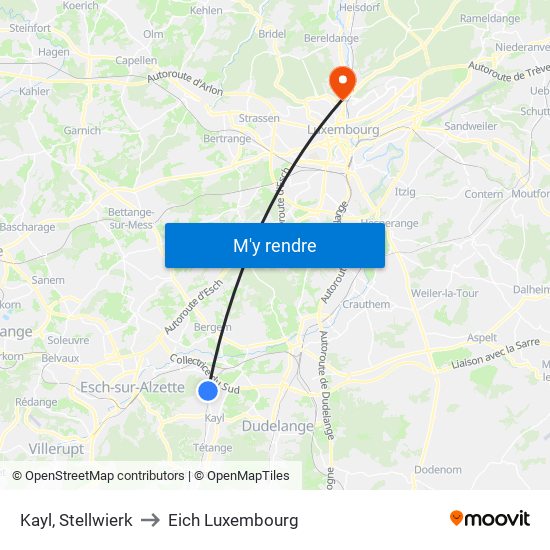Kayl, Stellwierk to Eich Luxembourg map