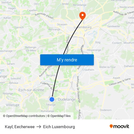Kayl, Eecherwee to Eich Luxembourg map