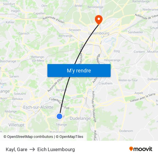 Kayl, Gare to Eich Luxembourg map