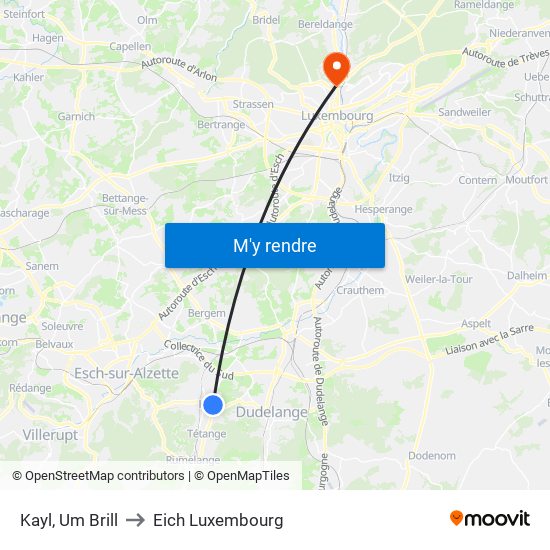 Kayl, Um Brill to Eich Luxembourg map