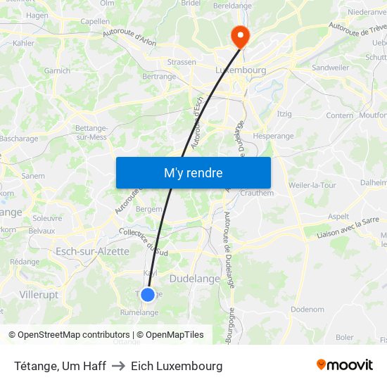 Tétange, Um Haff to Eich Luxembourg map