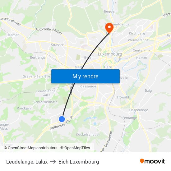 Leudelange, Lalux to Eich Luxembourg map