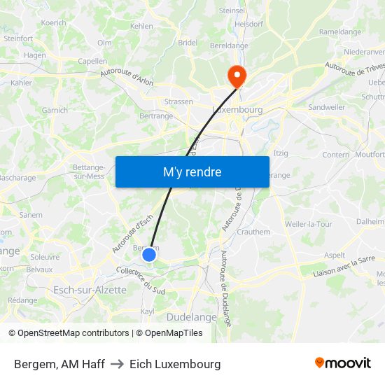 Bergem, AM Haff to Eich Luxembourg map