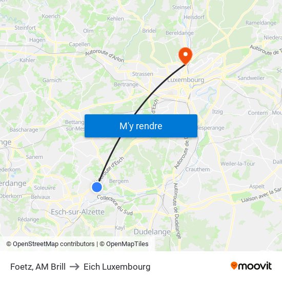 Foetz, AM Brill to Eich Luxembourg map