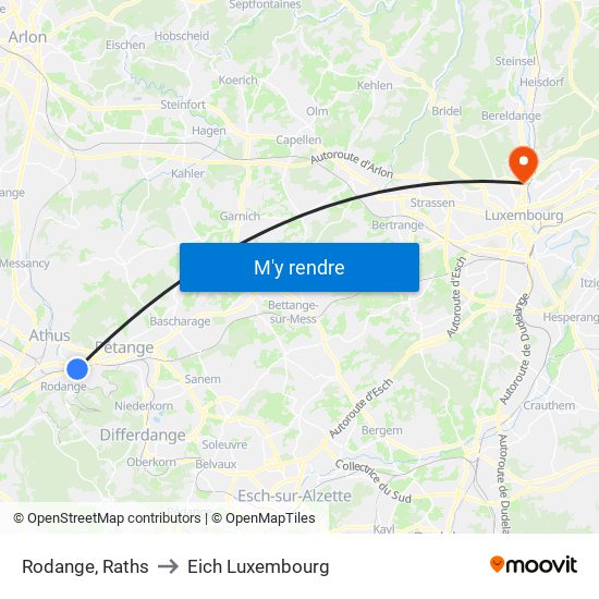 Rodange, Raths to Eich Luxembourg map