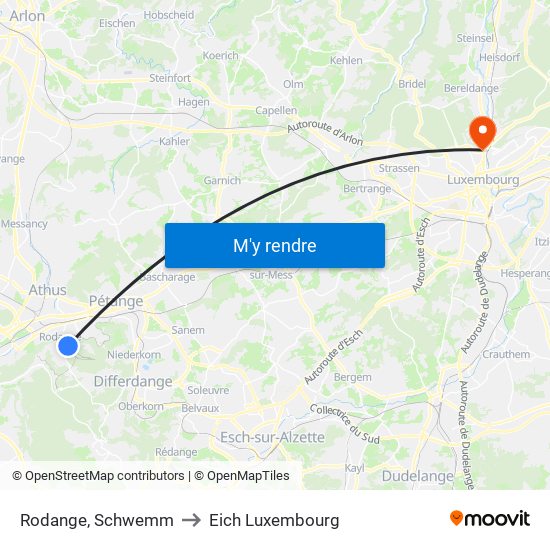 Rodange, Schwemm to Eich Luxembourg map