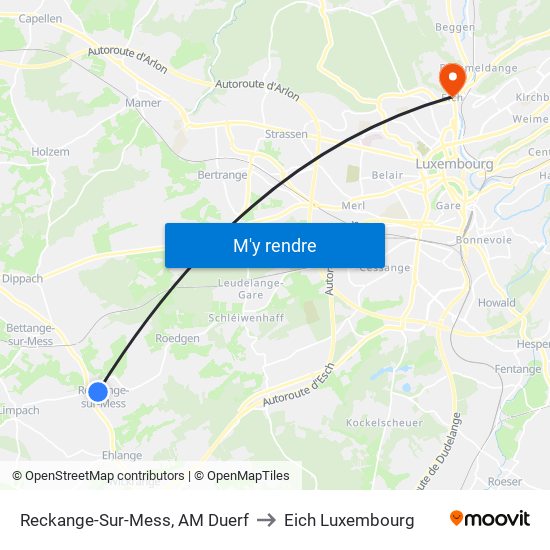 Reckange-Sur-Mess, AM Duerf to Eich Luxembourg map